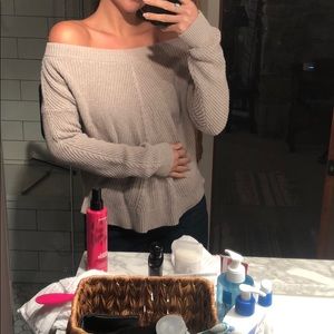 Tan Off the shoulder Sweater